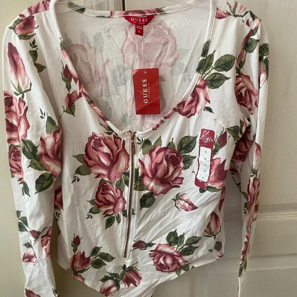 Guess Pink Floral Bodysuit NWT